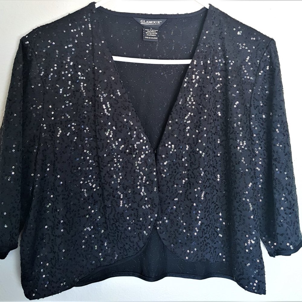 Black Sequin Short/Cropped Jacket